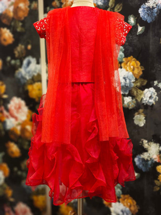 Mirrorwork Frilly Waistcoat Lehenga