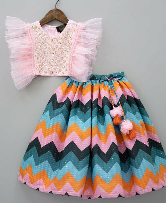 Pink Zig Zag Lehenga Set