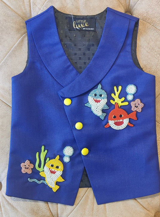 Baby Shark Embroidered Waistcoat Royal Blue
