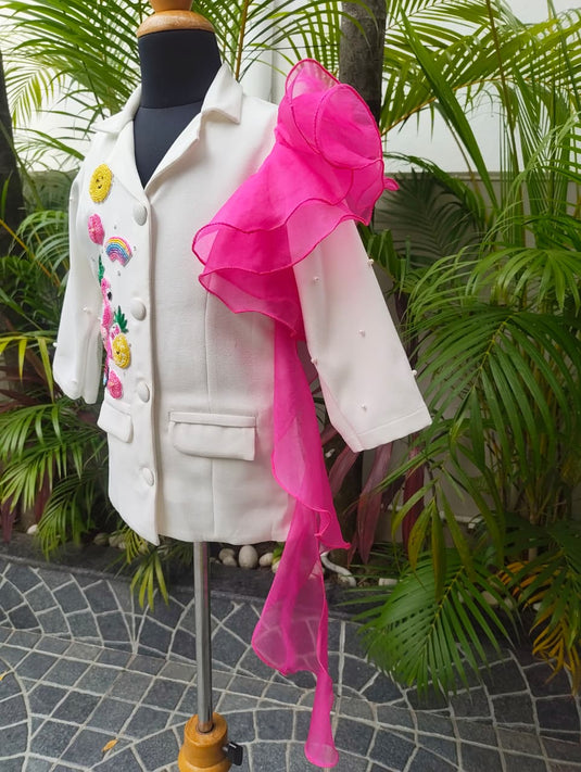 Flamingo Blazer Ruffle Dress