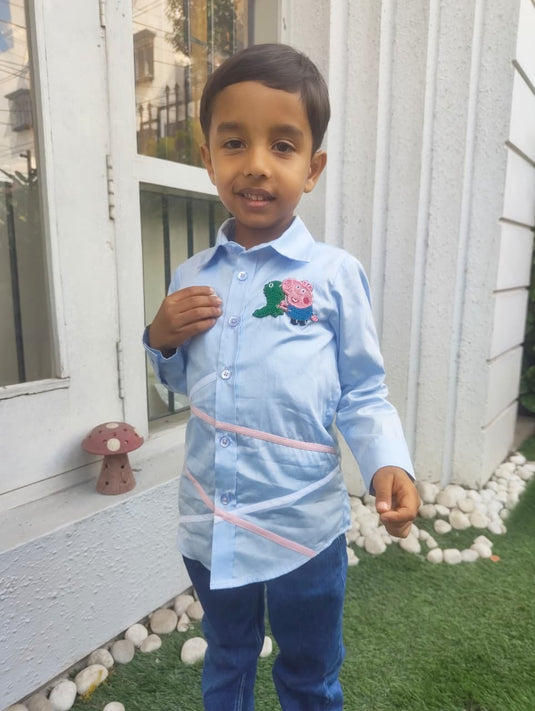 Blue Criss Cross George Pig Shirt