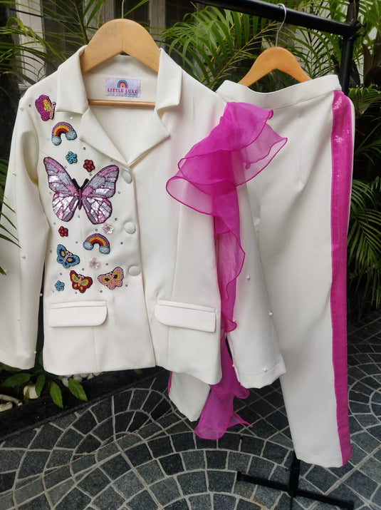 Butterfly Blazer Ruffle Cord Set