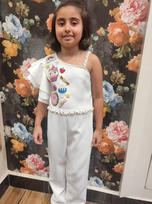 White Donut Cupcake Candy Theme Personalised Jumpsuit