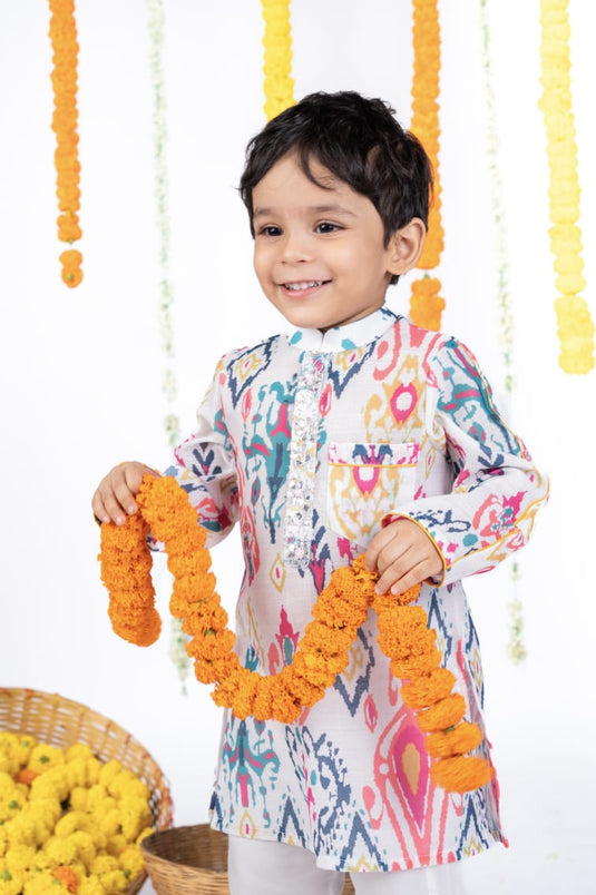 Ikat Printed Gotawork kurta Set With Pant