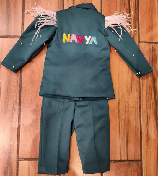 Personalised Unicorn Candy Dark Green Blazer Coord Set