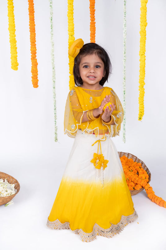 Yellow Cape Shaded Lehenga