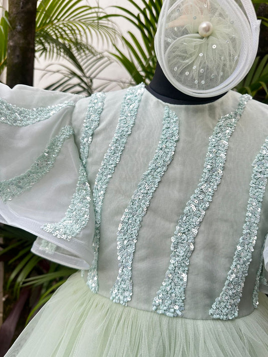 Mint Green Sequins Horsehair Dress
