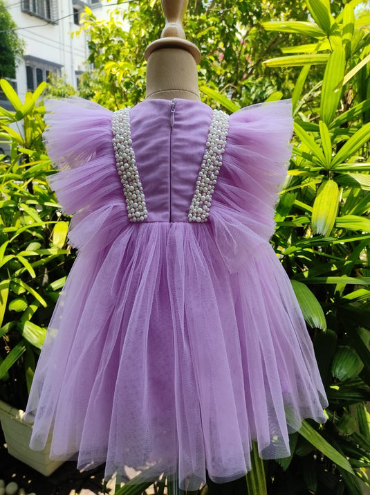 Lavender Pearl Bow Frock Set