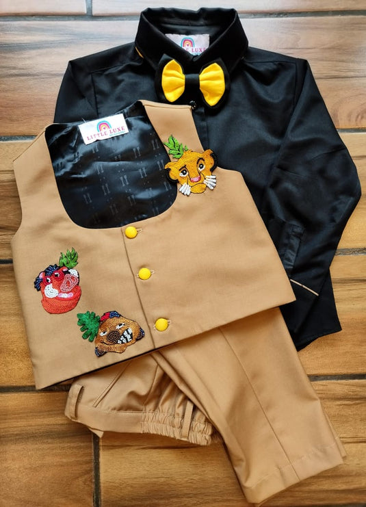 Lion King theme 4 Piece Waistcoat set Red