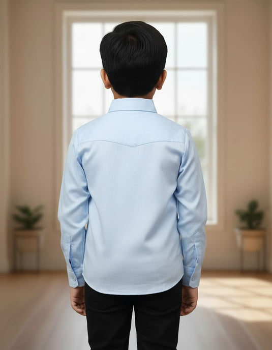 Blue Linear Embroidered Shirt