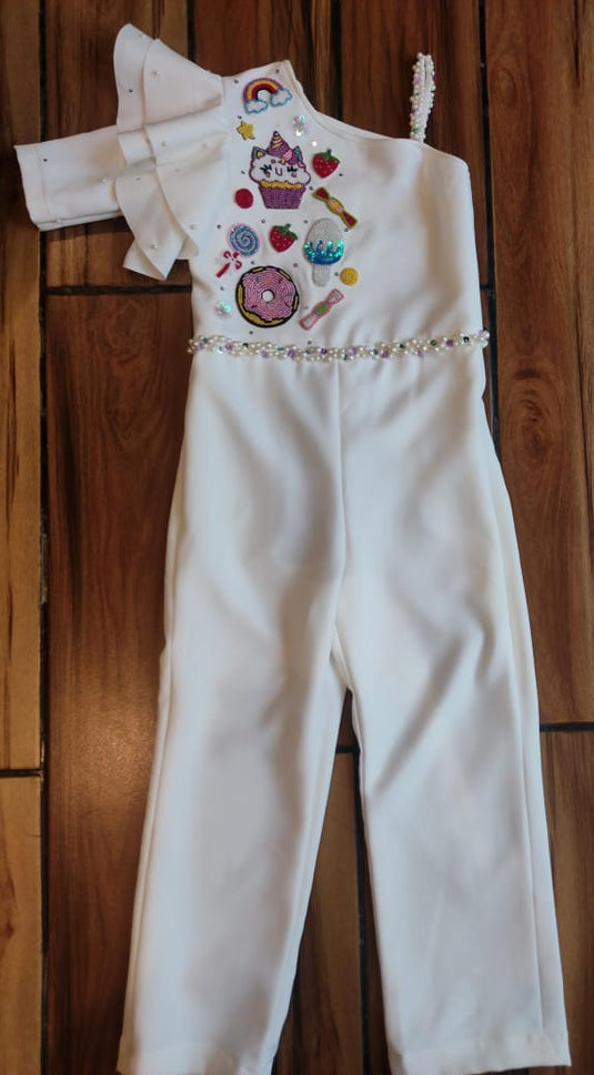 White Donut Cupcake Candy Theme Personalised Jumpsuit