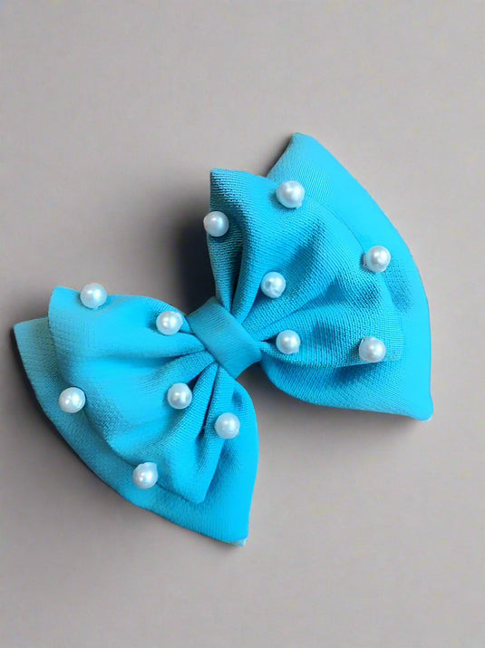 Double Bow Hair Clip With Pearls