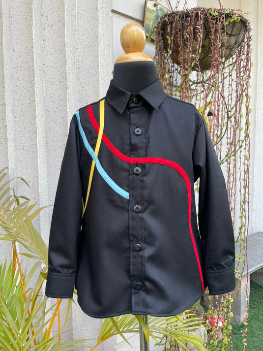 Black Three Line Shirt