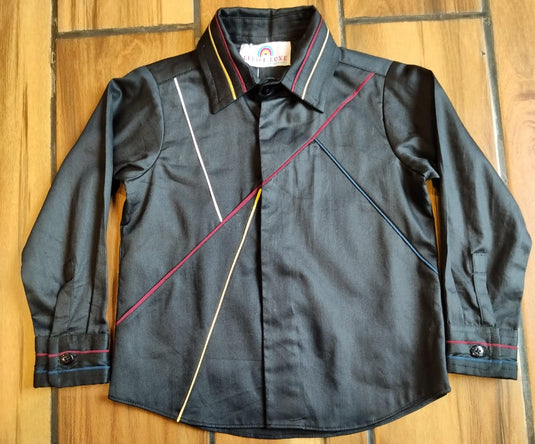 Black Colorful Piping Shirt
