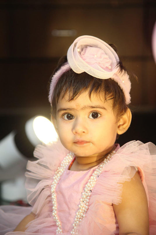 Pink Pearl Bow Frock Set