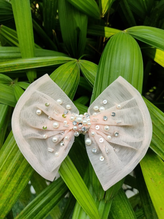 Embellished Net Bow Clip