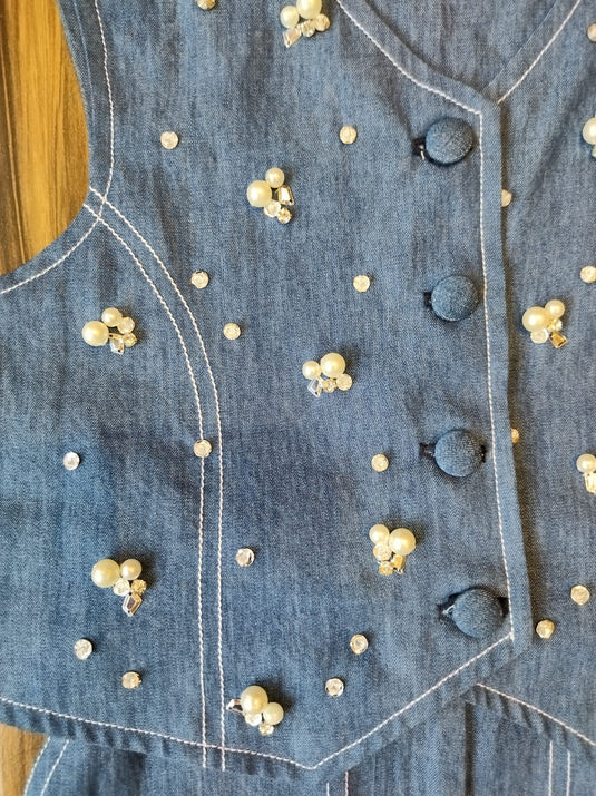 Denim Pearl And Stone Coord Set