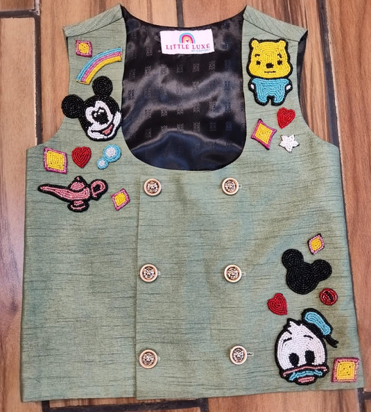 Green Disney Embroidered Waistcoat