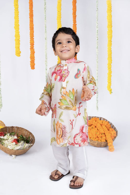White Sequins Kurta Set