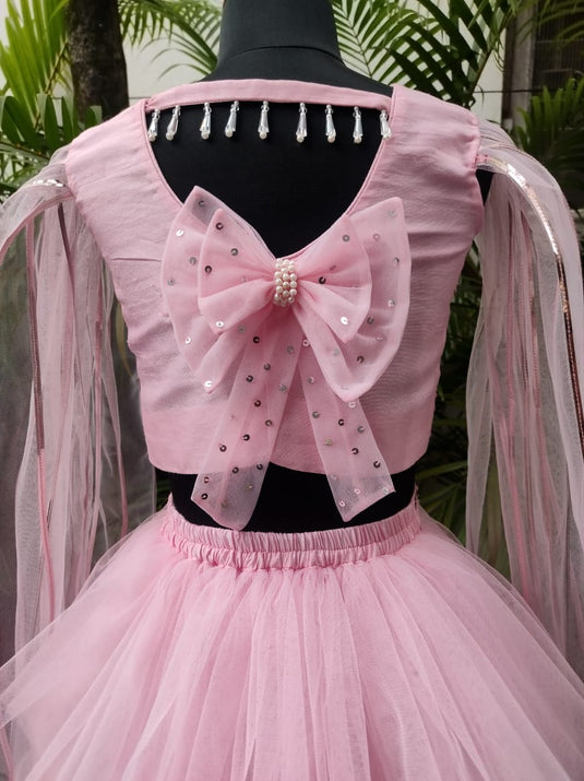 Pink Layered Cape Lehenga