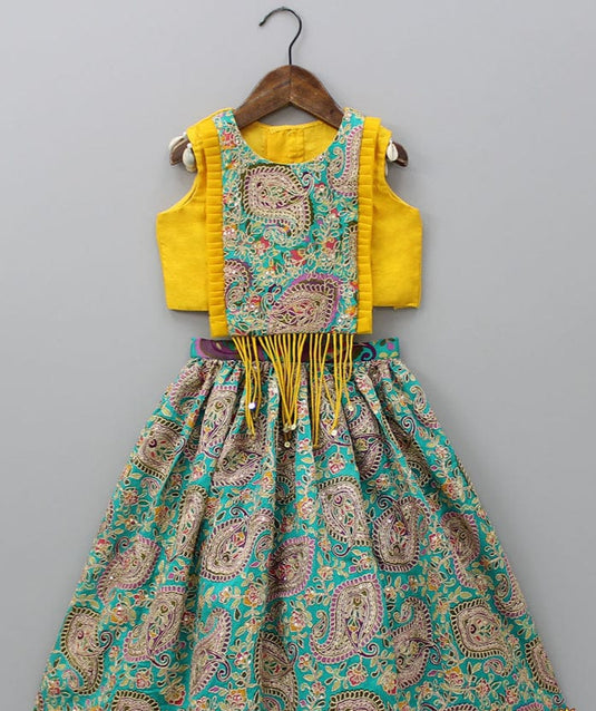 Yellow Green Paisley Lehenga