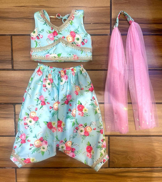 Blue Harem Cord Set With Stole