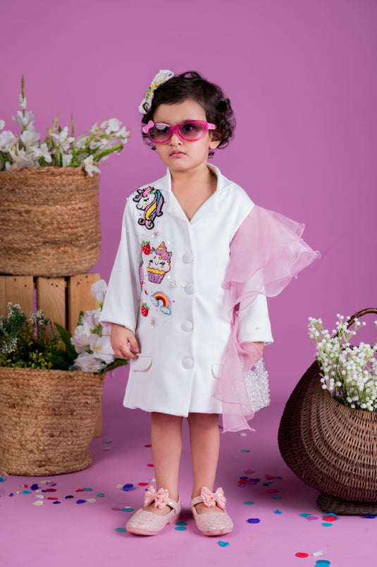 Unicorn Theme Blazer Ruffle Dress