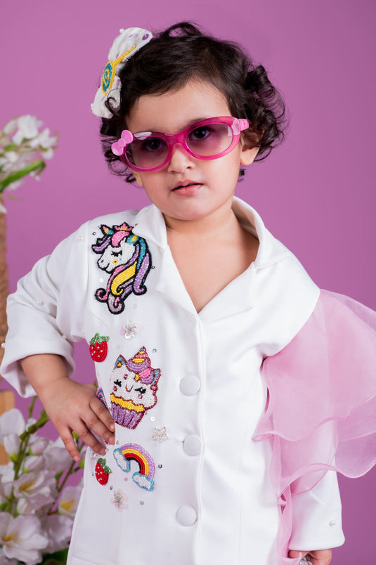 Unicorn Theme Blazer Ruffle Dress