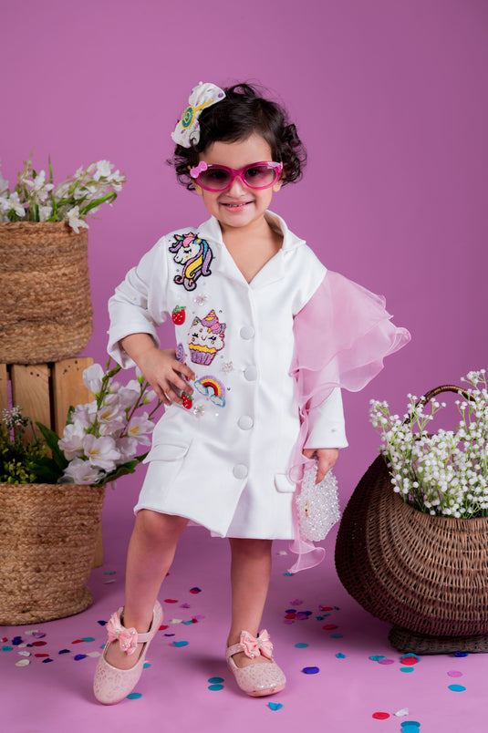 Unicorn Theme Blazer Ruffle Dress