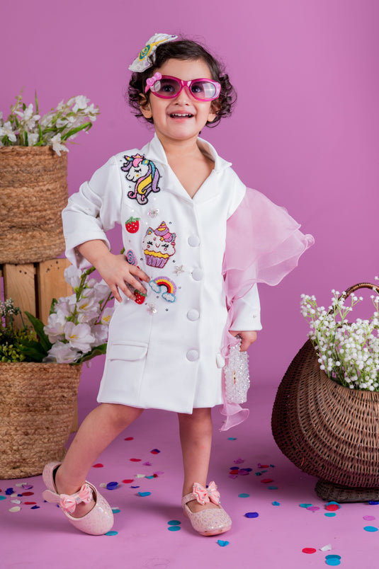 Unicorn Theme Blazer Ruffle Dress