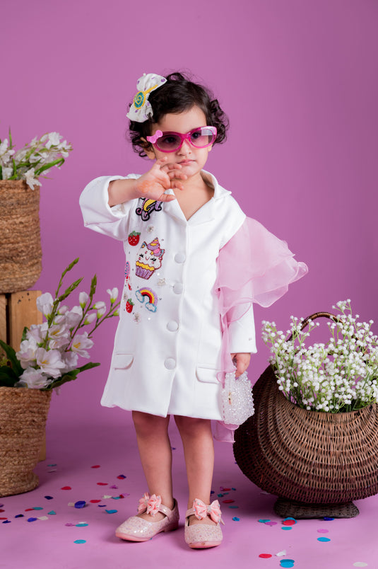 Unicorn Theme Blazer Ruffle Dress