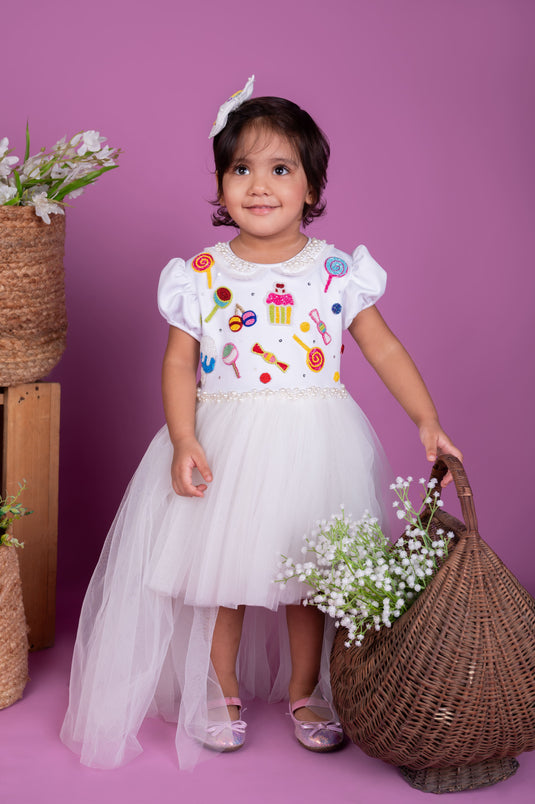 White Candy High Low Gown