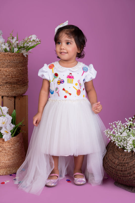 White Candy High Low Gown