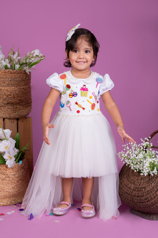 White Candy High Low Gown