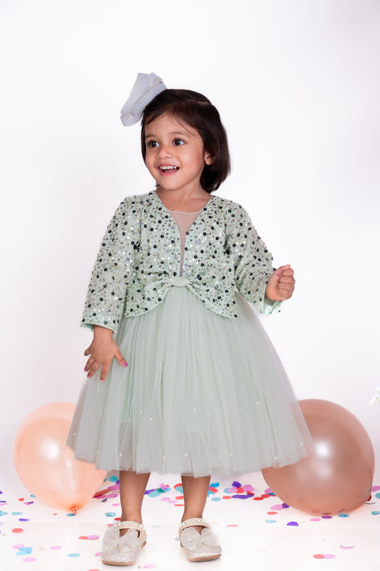 Mint Heavy Embellished Frock