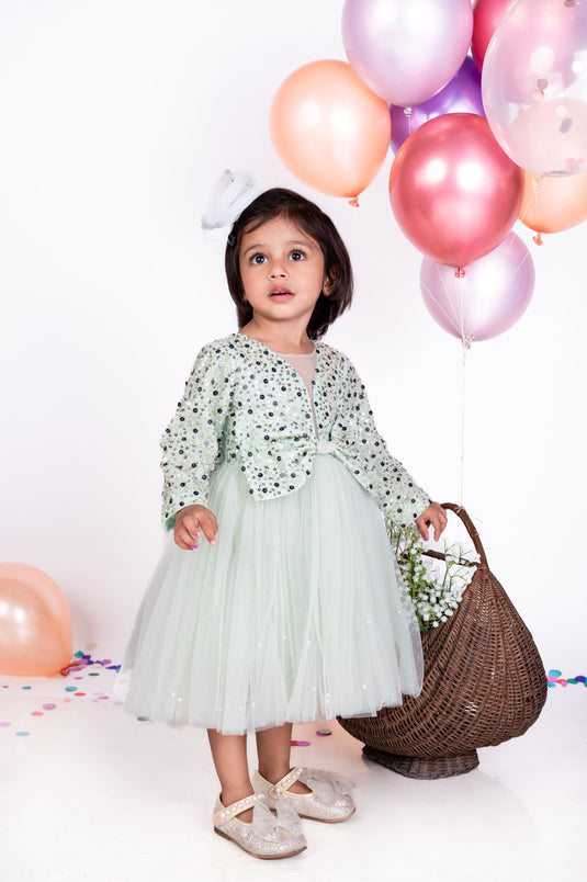 Mint Heavy Embellished Frock