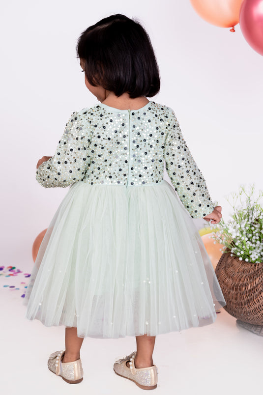 Mint Heavy Embellished Frock