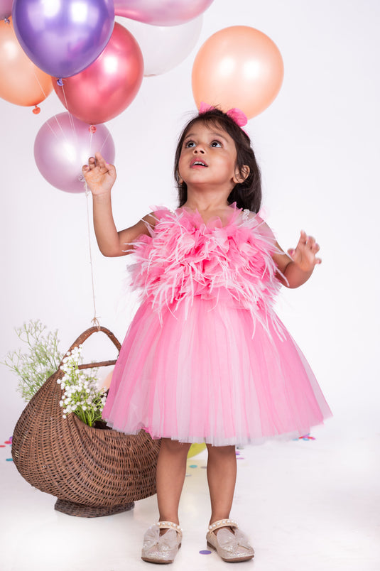 Pink Ruffle Feather Dress