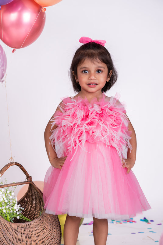 Pink Ruffle Feather Dress