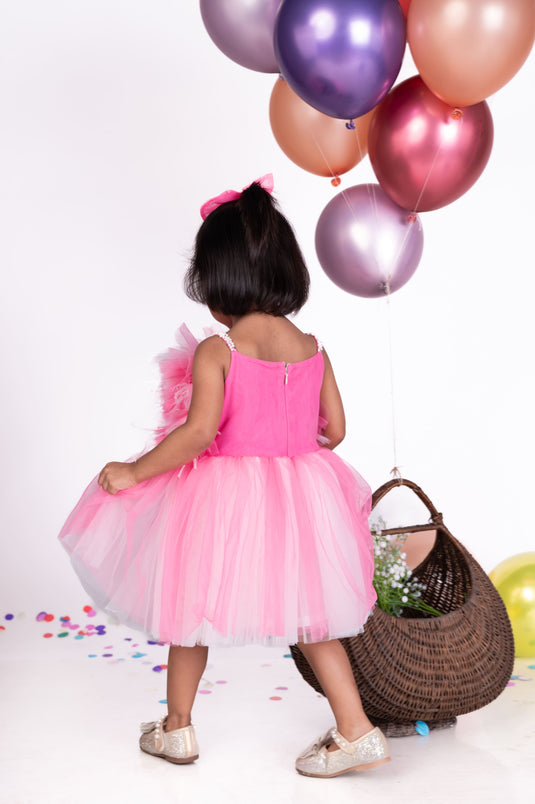 Pink Ruffle Feather Dress