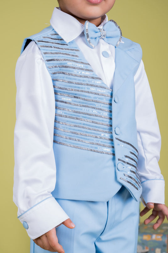 Baby Blue Embellished Waistcoat Set