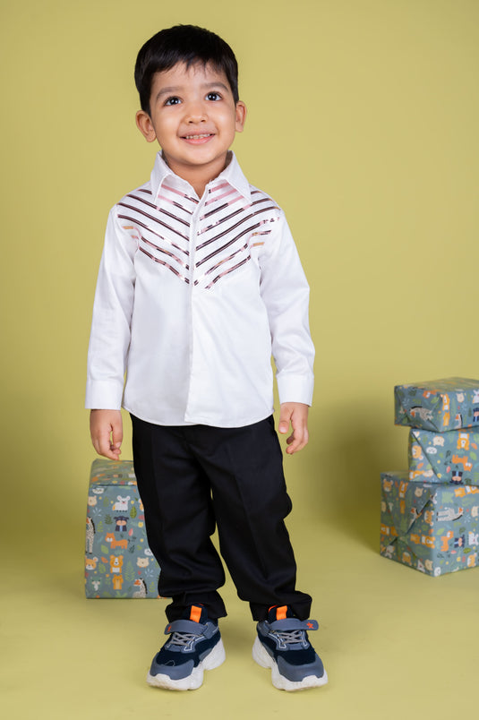 White & Rosegold Metallic Shirt