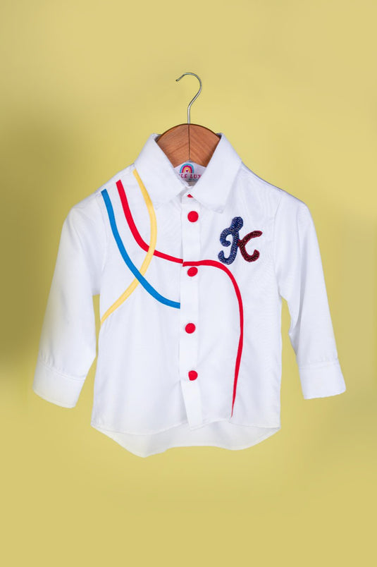 White Personalized Three Line Shirt