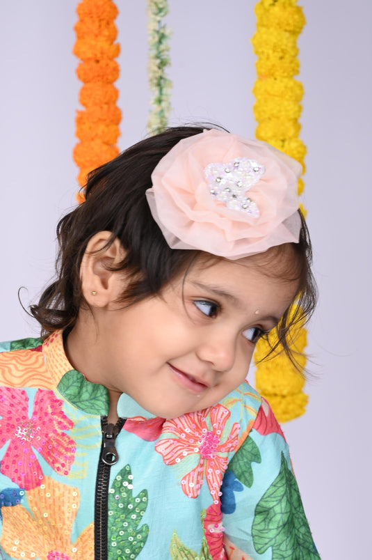 Organza Clip With Embroidered Butterfly