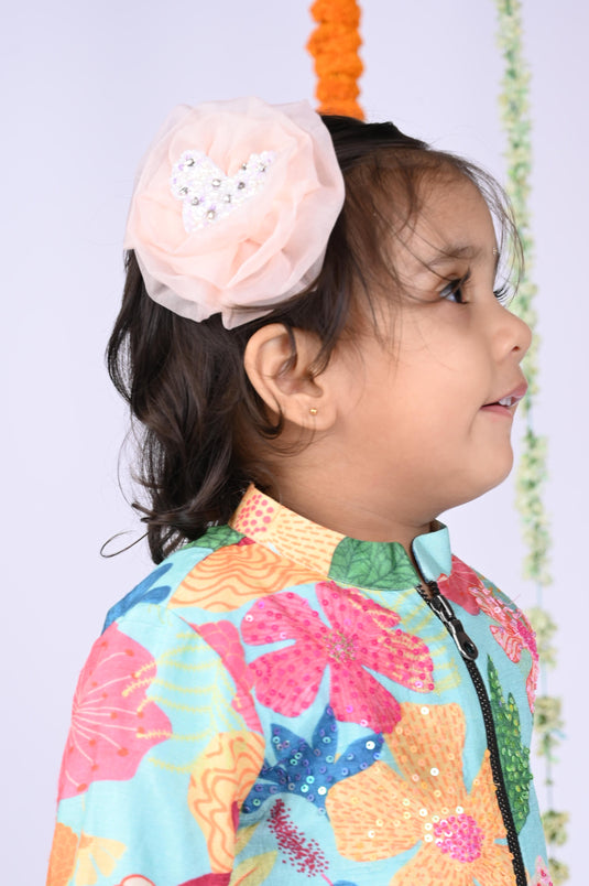 Organza Clip With Embroidered Butterfly