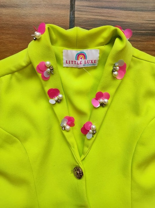 Neon Yellow 3 Piece Blazer Cord Set