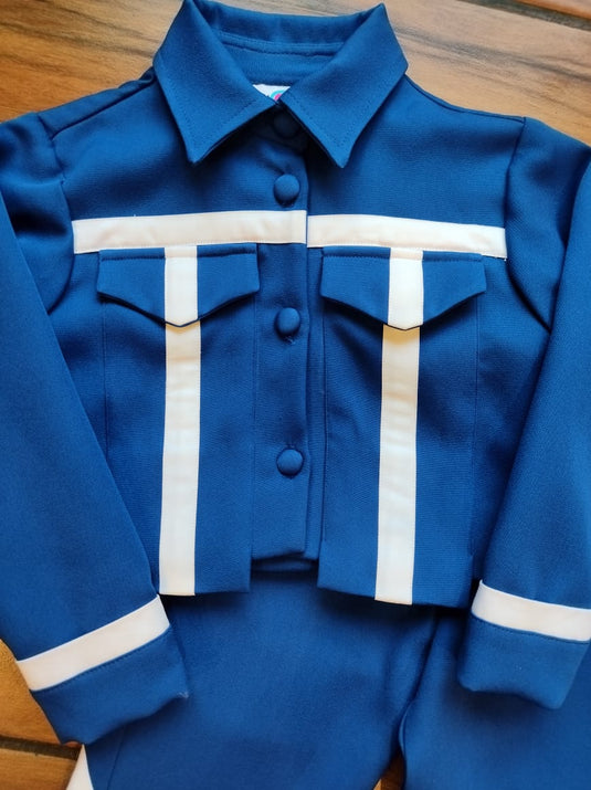 Blue Cord Set With White Detailing