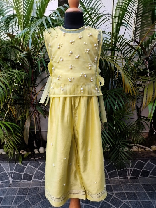 Yellow Pearl Bib Top Set