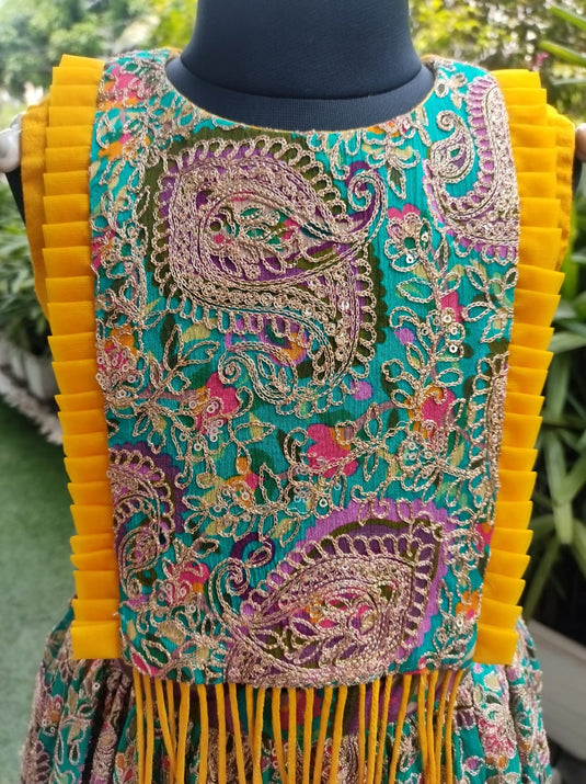 Yellow Green Paisley Lehenga