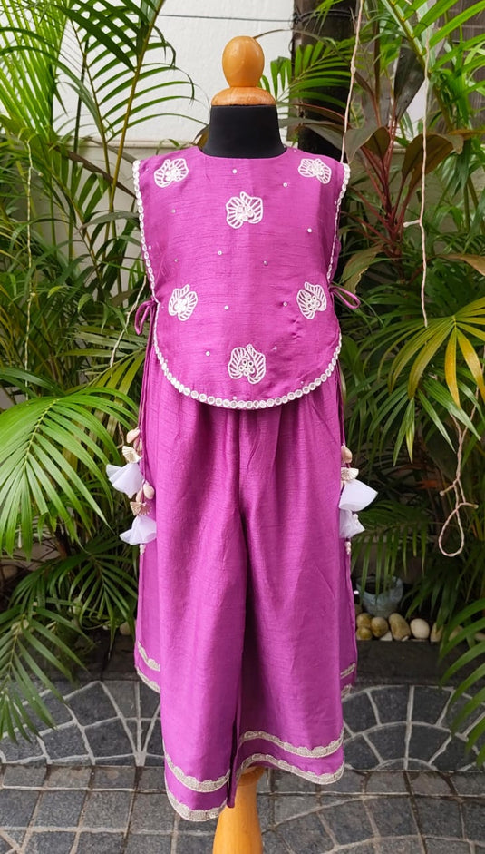 Purple Bib Top With Palazzo